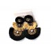 Black Gold 3 Tier Crescent Tassel Post Earrings