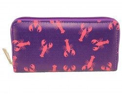 Blue Red Crawfish Zipper Wallet
