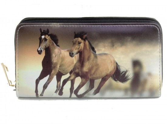 Brown Mustang Horses Zipper Wallet Brown Mustang Horses Zipper Wallet