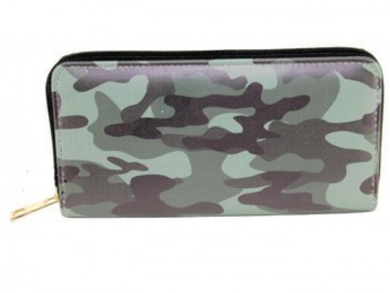 Green Camouflage Zipper Wallet