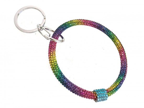 Rainbow Multi Crystal Bangle Key Chain