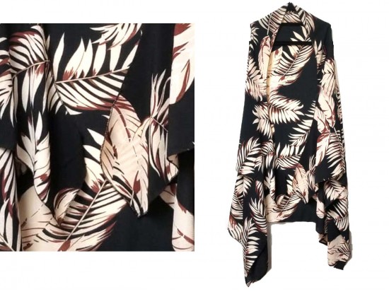 Black White Tropical Leave Pattern Sleeveless Cardigan