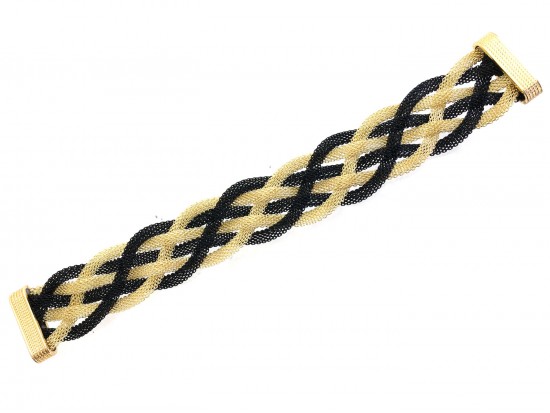 Black Gold Braided Mesh Magnetic Bracelet