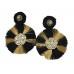 Black Gold Round Dangle Post Earrings