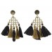 Black Gold Diamond Tassel Post Earrings
