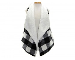 Black White Plaid Sleeveless Vest