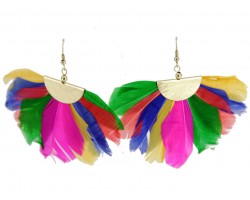 Multi Feather Fan Hook Earrings