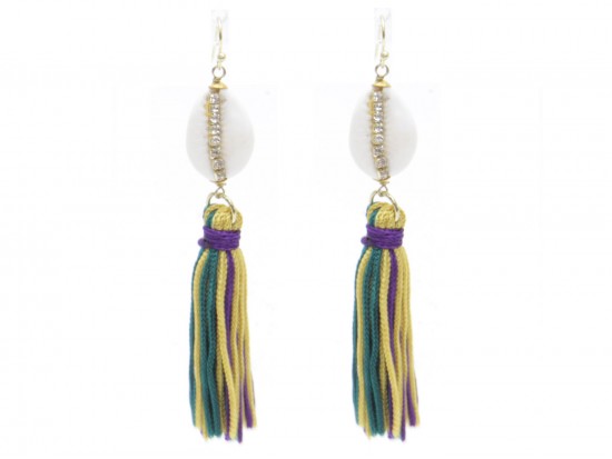 Mardi Gras Tassels Bead Hook Earrings Mardi Gras Tassels Bead Hook Earrings