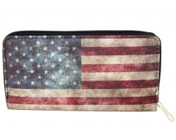 USA Flag Distressed Zipper Wallet