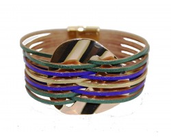 Mardi Gras Leather Magnetic Strap Bracelet