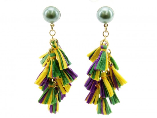 Mardi Gras Multi Mini Tassels Post Earrings