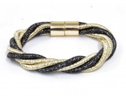 Black Gold Twist Cord Magnetic Bracelet