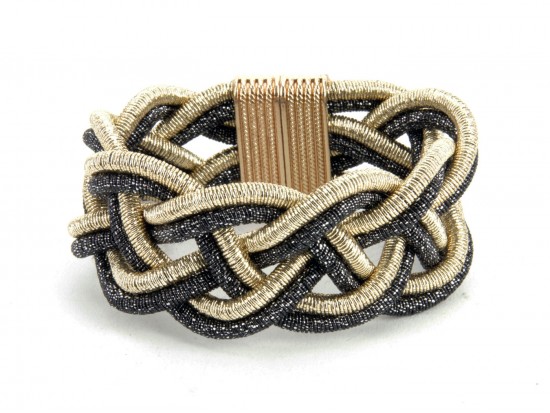 Black Gold Braided Cord Magnetic Bracelet