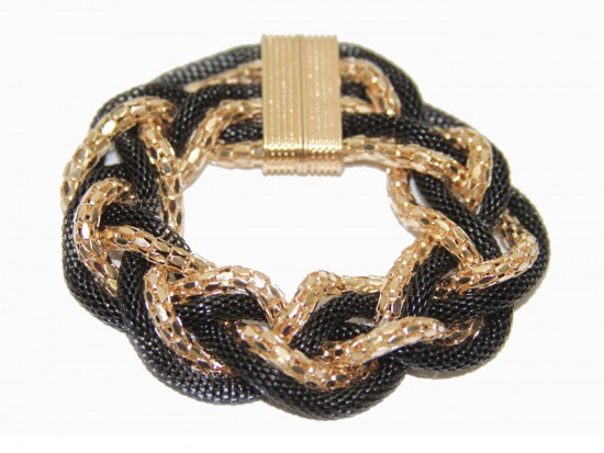 Black Gold Braided Mesh Magnetic Bracelet Black Gold Braided Mesh Magnetic Bracelet