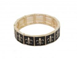 Black Gold Fleur De Lis Square Link Stretch Bracelet