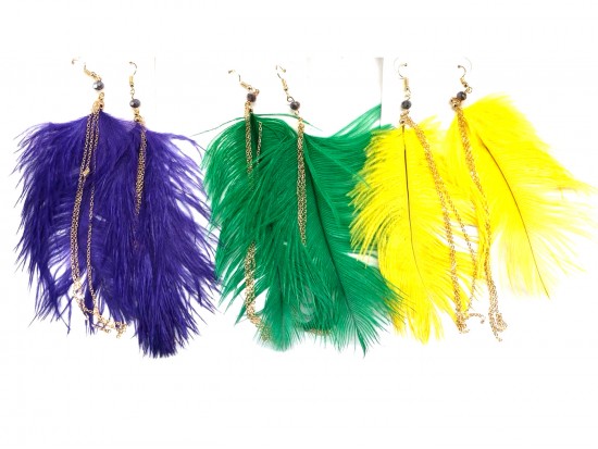 Mardi Gras Feather Earrings Assorted Pack
