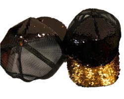 Black Gold Sequin Ball Cap