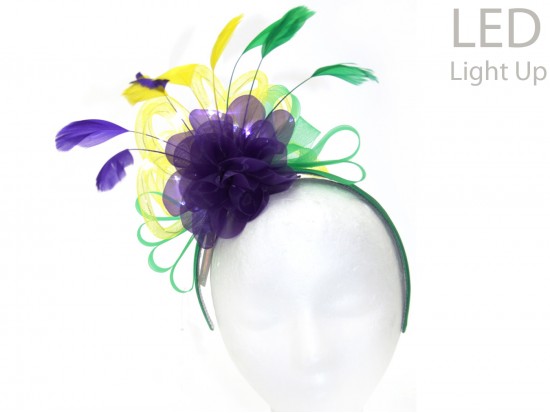 Mardi Gras Feather Bouquet LED Headband