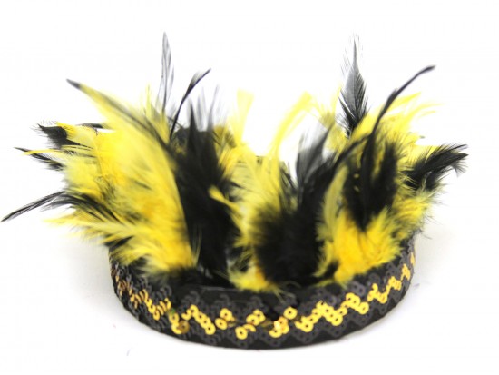 Black Gold Sequin Chevron Feather Headband