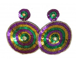 Mardi Gras Sequin Circles Round Post Earrings