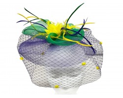 Mardi Gras Feather Net Headband Hat