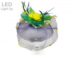 Mardi Gras Feather Net LED Light Up Headband Hat Mardi Gras Feather Net LED Light Up Headband Hat