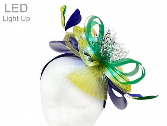 Mardi Gras Feather LED Light Up Headband Hat Mardi Gras Feather LED Light Up Headband Hat