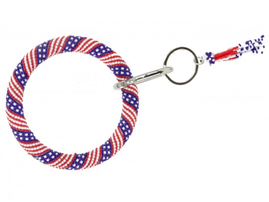 USA Seed Bead Bangle Tassel Key Chain