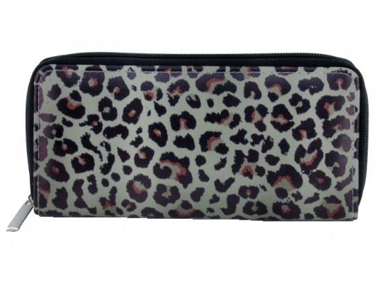 Brown Leopard Pattern Zipper Wallet