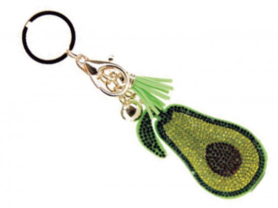 Green Crystal Avocado Tassel Key Chain