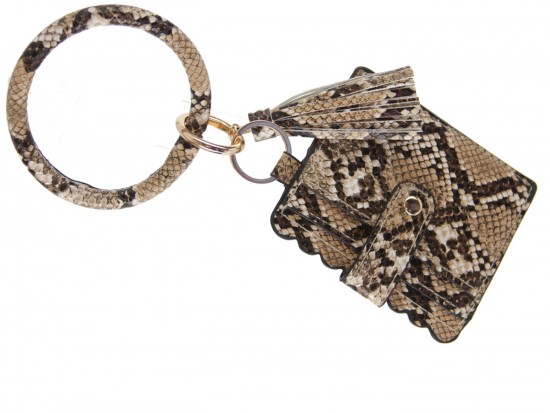Brown Snakeskin Keychain Wallet Ring Bracelet