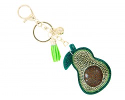Green Crystal Avocado Tassel Key Chain