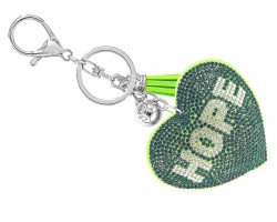 Green Crystal Hope Heart Key Chain