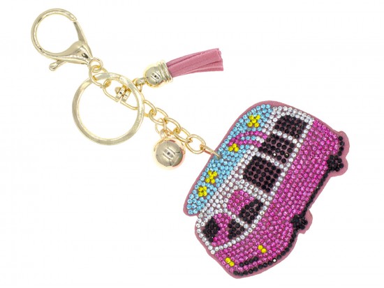 Multi Crystal Retro Van Key Chain