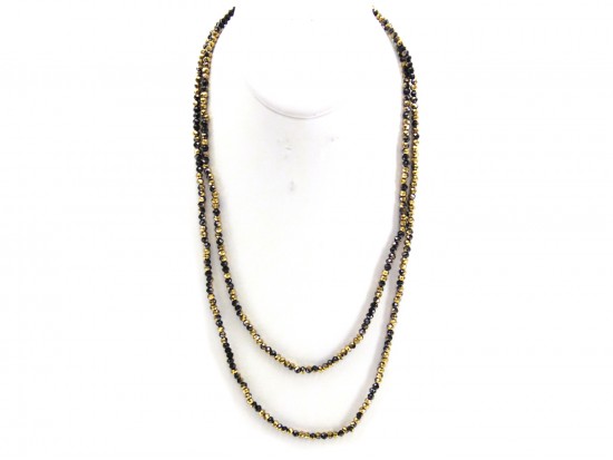 Black Gold Rondell Long Crystal Necklace