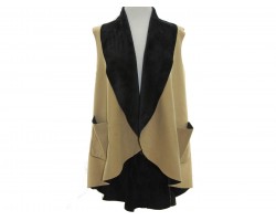 Beige Velvet Sleeveless Vest