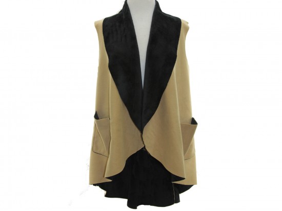 Beige Velvet Sleeveless Vest