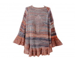Orange Stripe Diamond Poncho