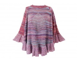 Purple Stripe Diamond Poncho
