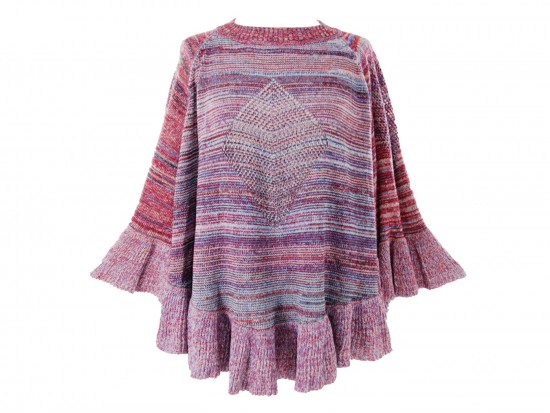 Purple Stripe Diamond Poncho