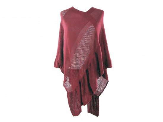 Maroon Pattern Poncho