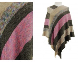 Brown Blue Stripe Pattern Poncho