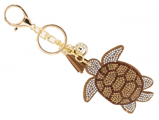 Sea Turtle Crystal Puffy Tassel Key Chain