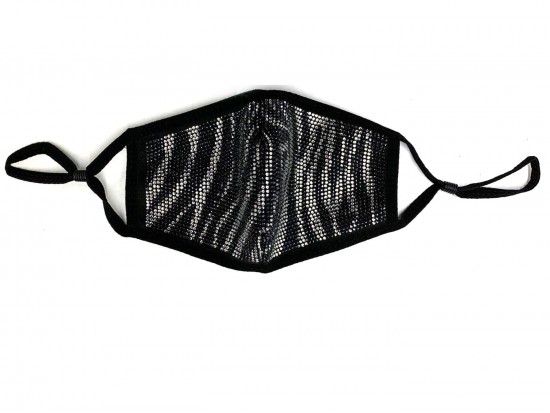 Zebra Crystal Print Black Face Mask