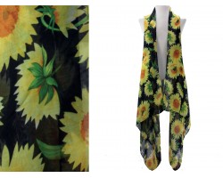 Black Sunflower Sleeveless Long Tail Vest