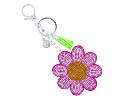 Pink Crystal Daisy Flower Key Chain