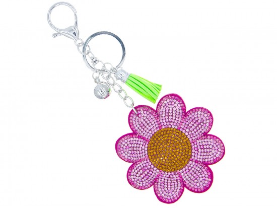 Pink Crystal Daisy Flower Key Chain