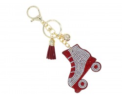 Red Crystal Roller Skate Puffy Key Chain