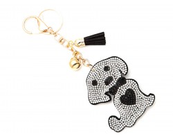White Dog Love Heart Puffy Key Chain