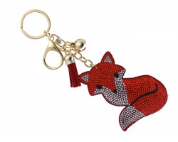 Red Crystal Fox Puffy Key Chain